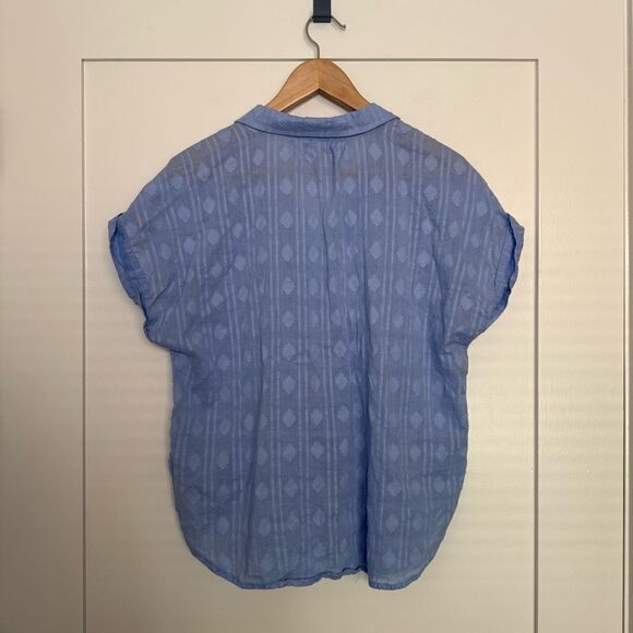 Hester & Orchard Shirt Top Womens XL Blue Sleeveless Eyelet Lightweight Cottage - Picture 5 of 12